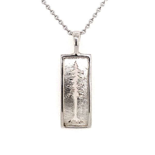 Small Sterling Silver Large Redwood Tree Pendant on an 18