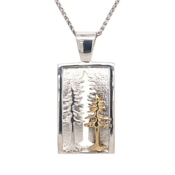 Silver and Yellow Gold Three Tree Pendant- 18