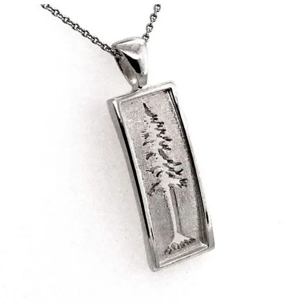 Medium Silver Redwood Tree Pendant- 18