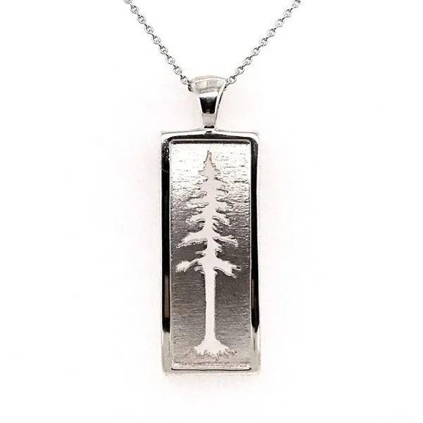 Silver Large Redwood Tree Pendant- 18