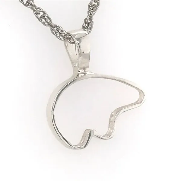 Large Sterling Silver Pendant California Bear Outline. Image 2 Bluestone Jewelry Tahoe City, CA