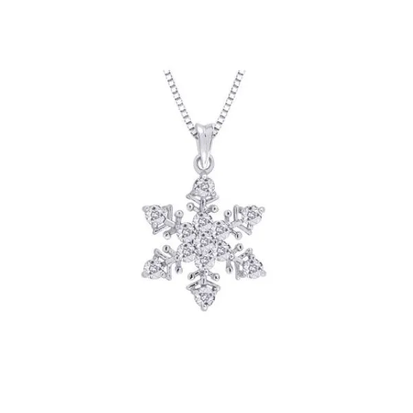 Sterling Silver Snowflake Necklace with Diamonds - 18