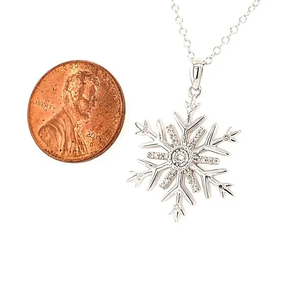 Sterling Silver Diamond Snowflake Pendant with Chain Image 2 Bluestone Jewelry Tahoe City, CA