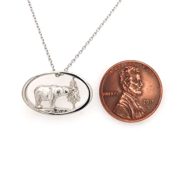 Sterling Silver Bear and Tree Pendant on an 18