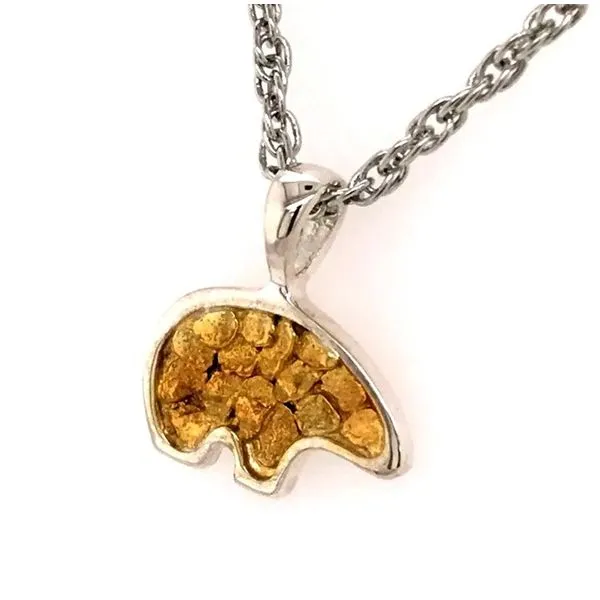 Medium Sterling Silver Pendant with California Bear Gold Nuggets mined Image 2 Bluestone Jewelry Tahoe City, CA