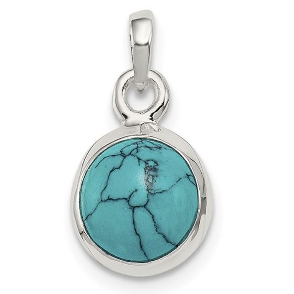 Sterling Silver Lab Created Turquoise Pendant Bluestone Jewelry Tahoe City, CA