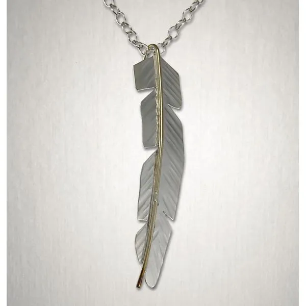 Silver & Gold Filled Feather Pendant Image 2 Bluestone Jewelry Tahoe City, CA