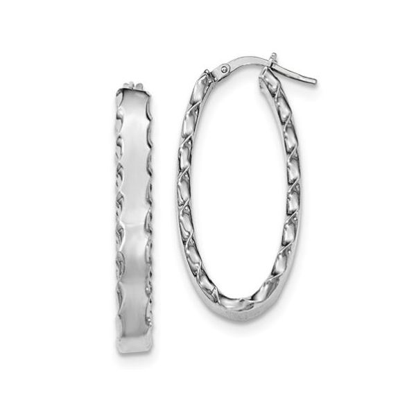 Sterling Silver Rhodium-Plated Hoop Earrings- 5 mm x 37 mm x 18 mm Bluestone Jewelry Tahoe City, CA