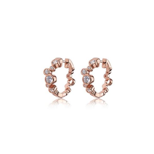Sterling Silver Earrings with 14 karat Rose Gold with Cubic Zirconias and Rubies Bluestone Jewelry Tahoe City, CA