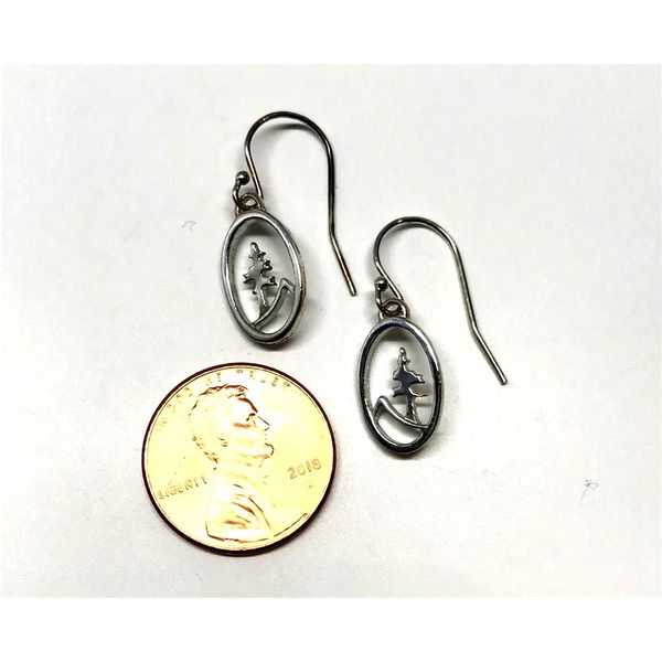 Sterling Silver Small Oval Tree and Mountain Earrings Image 2 Bluestone Jewelry Tahoe City, CA