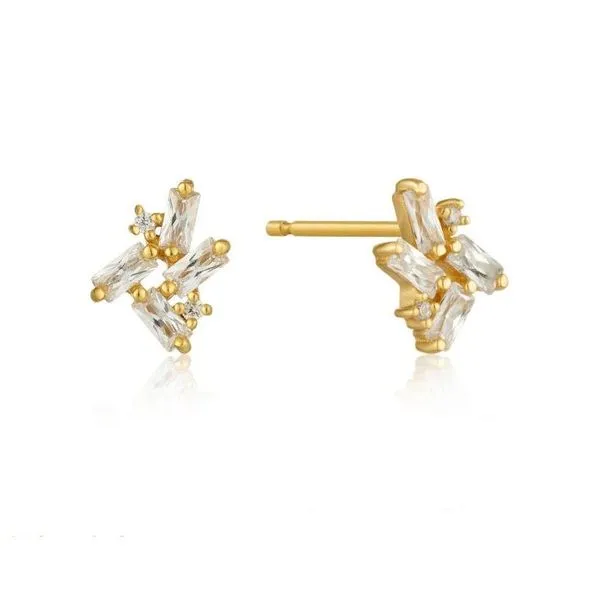 Sterling Silver with 14k Yellow Gold Stud Earrings with Cubic Zirconias Bluestone Jewelry Tahoe City, CA