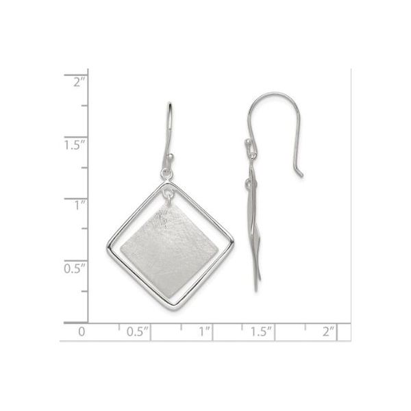 Sterling Silver Polished and Brushed Squares Dangle Wire Drop Earrings Image 2 Bluestone Jewelry Tahoe City, CA
