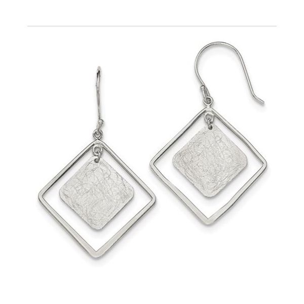 Sterling Silver Polished and Brushed Squares Dangle Wire Drop Earrings Bluestone Jewelry Tahoe City, CA