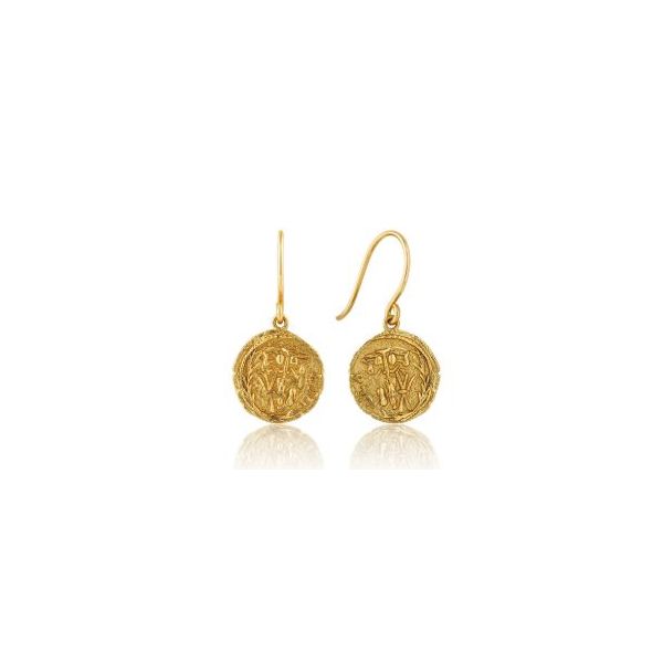 Gold Plated Ancient Coin Styled Wire Drop Earrings Bluestone Jewelry Tahoe City, CA