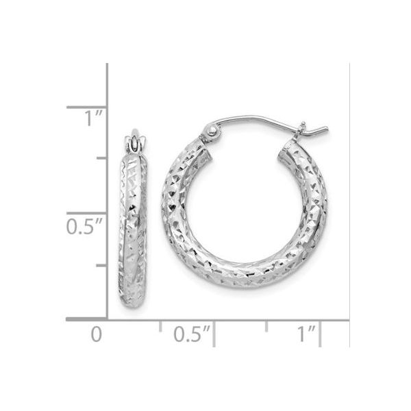 Sterling Silver Diamond Cut 3mm Hoop Earrings- 20mm x 20mm Image 2 Bluestone Jewelry Tahoe City, CA