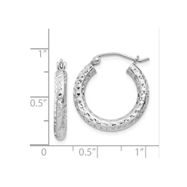 Sterling Silver Diamond Cut 3mm wide by 20mm Round Hoop Earrings Image 2 Bluestone Jewelry Tahoe City, CA