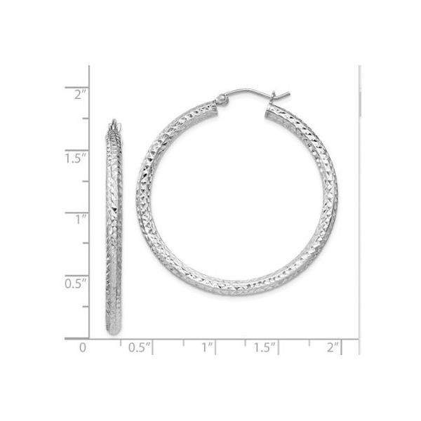 Sterling Silver Diamond Cut 3mm Hoop Earrings- 40mm x 40mm Image 2 Bluestone Jewelry Tahoe City, CA