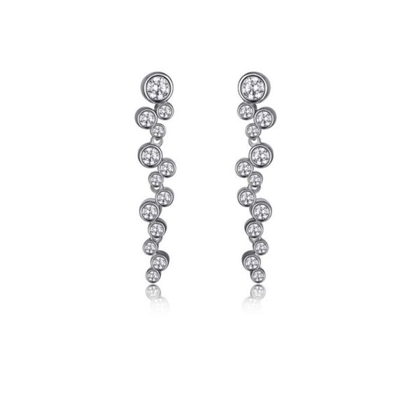 Sterling Silver Earrings with Cubic Zirconias and Rubies. Bluestone Jewelry Tahoe City, CA