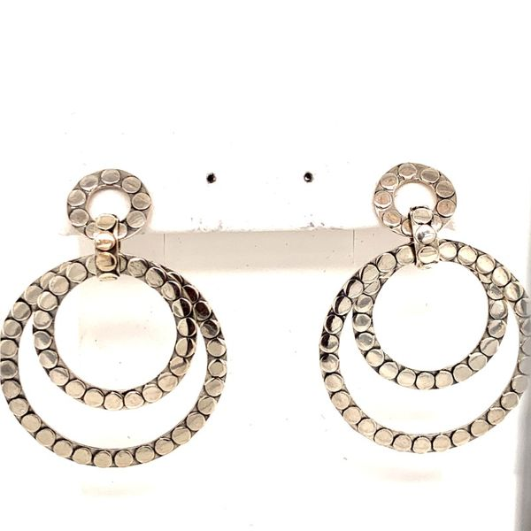 Sterling Silver Post Drop Stud Earrings with Double Hoop Dot Design Image 3 Bluestone Jewelry Tahoe City, CA