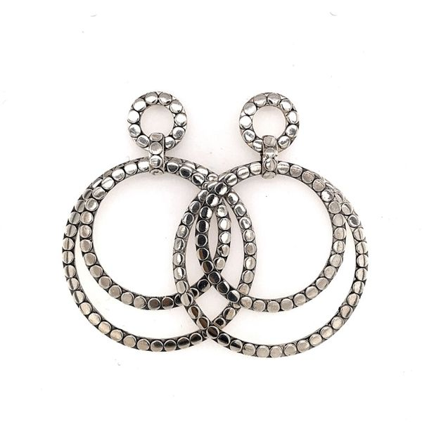 Sterling Silver Post Drop Stud Earrings with Double Hoop Dot Design Image 2 Bluestone Jewelry Tahoe City, CA