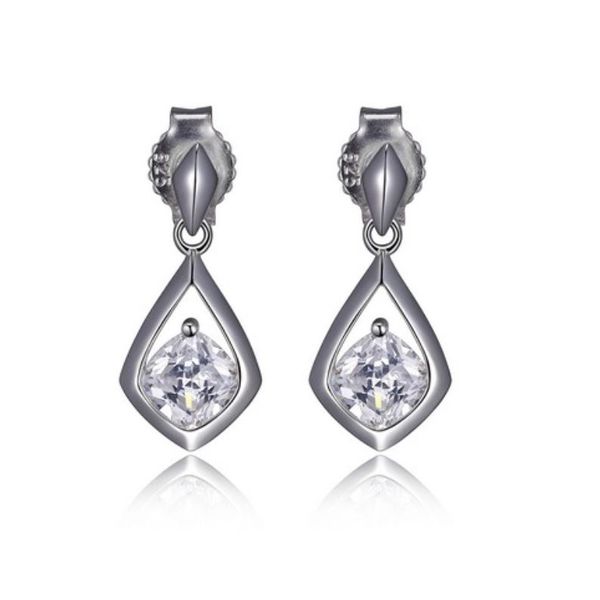 Sterling Silver Rhodium Earrings with Cubic Zirconias & Rubies Bluestone Jewelry Tahoe City, CA