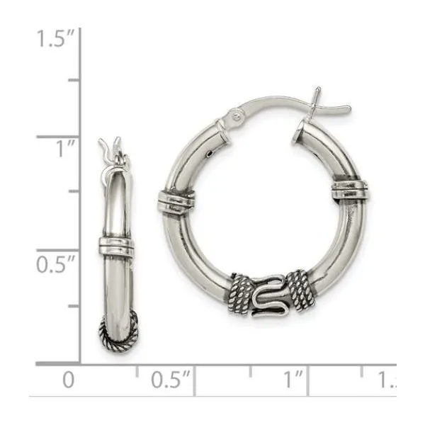 Medium Sterling Silver Antiqued Hoop Earrings 25mm x 25mm Image 3 Bluestone Jewelry Tahoe City, CA