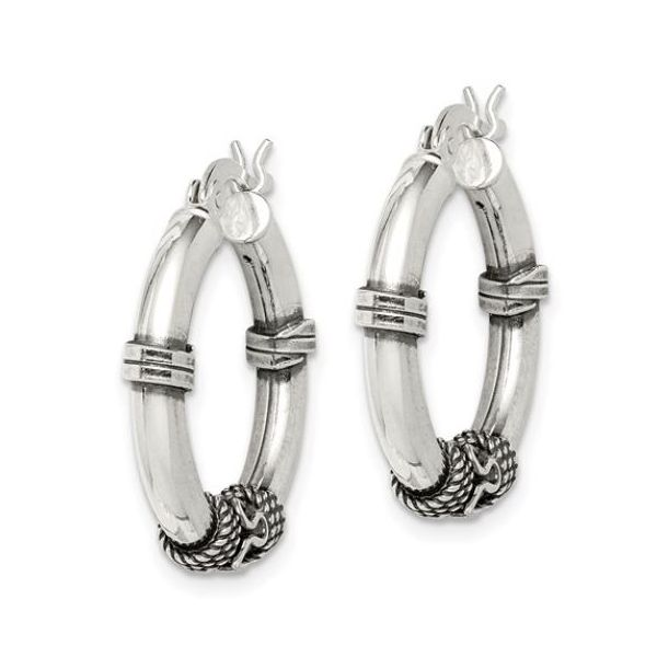 Medium Sterling Silver Antiqued Hoop Earrings 25mm x 25mm Image 2 Bluestone Jewelry Tahoe City, CA