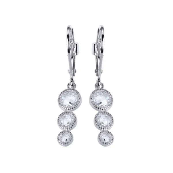 Sterling Silver Rhodium Earrings with  Cubic Zirconias Bluestone Jewelry Tahoe City, CA