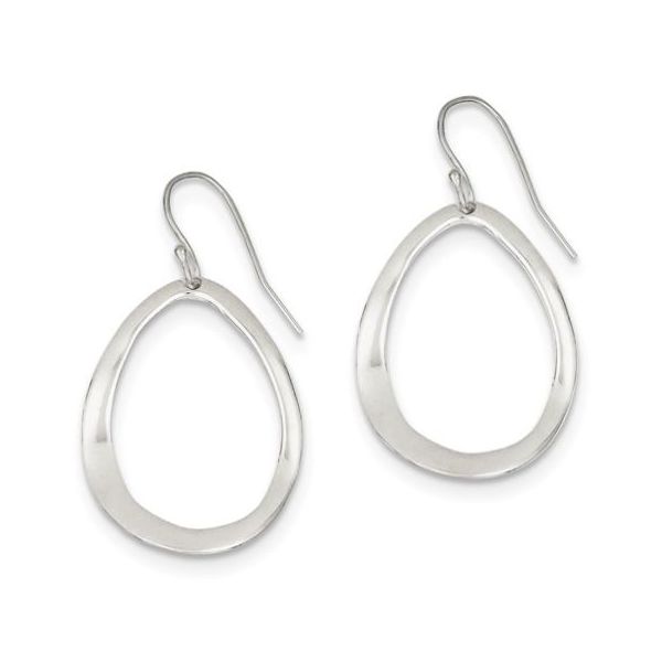 Sterling Silver Polished Oval Dangle French Wire Earrings 21mm x 36mm Bluestone Jewelry Tahoe City, CA