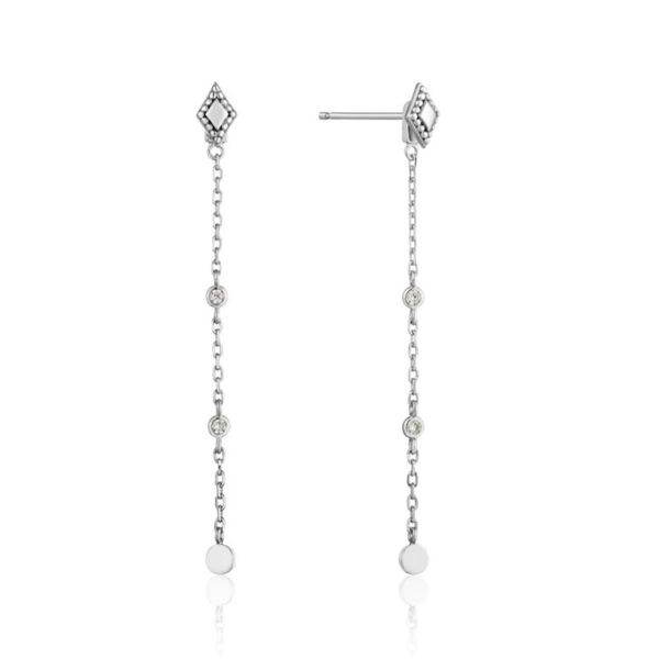 Sterling Silver Rhodium Plated Drop Stud Earrings with Cubic Zirconias Bluestone Jewelry Tahoe City, CA