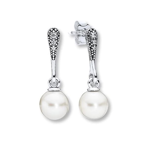 Sterling Silver Earrings with Pearls and Cubic Zirconias Bluestone Jewelry Tahoe City, CA