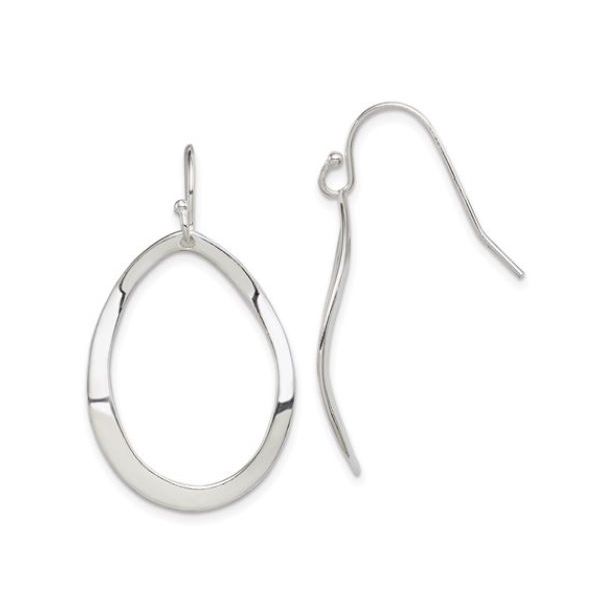 Sterling Silver Polished Oval Dangle French Wire Earrings 21mm x 36mm Image 2 Bluestone Jewelry Tahoe City, CA