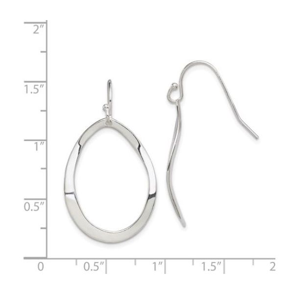 Sterling Silver Polished Oval Dangle French Wire Earrings 21mm x 36mm Image 3 Bluestone Jewelry Tahoe City, CA