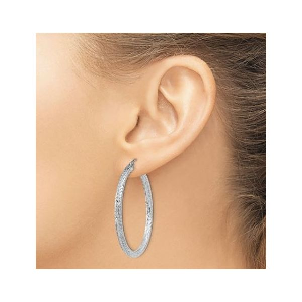 Sterling Silver Diamond Cut 3mm Hoop Earrings- 40mm x 40mm Image 2 Bluestone Jewelry Tahoe City, CA