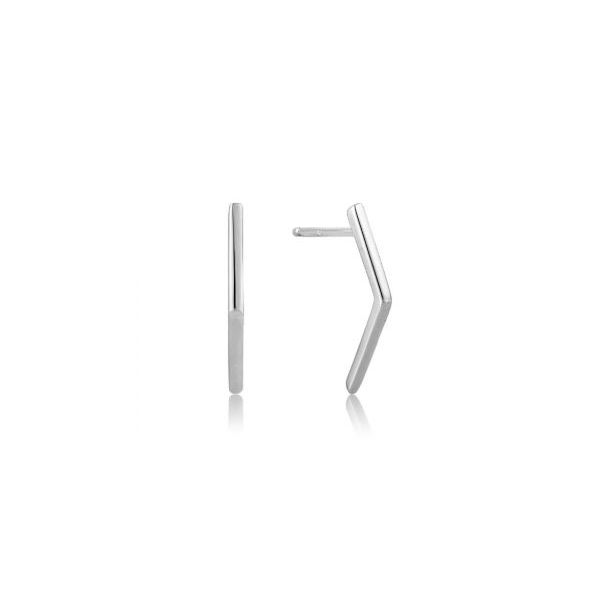 Sterling Silver with Rhodium Plating Angled Bar Stud Earrings Bluestone Jewelry Tahoe City, CA