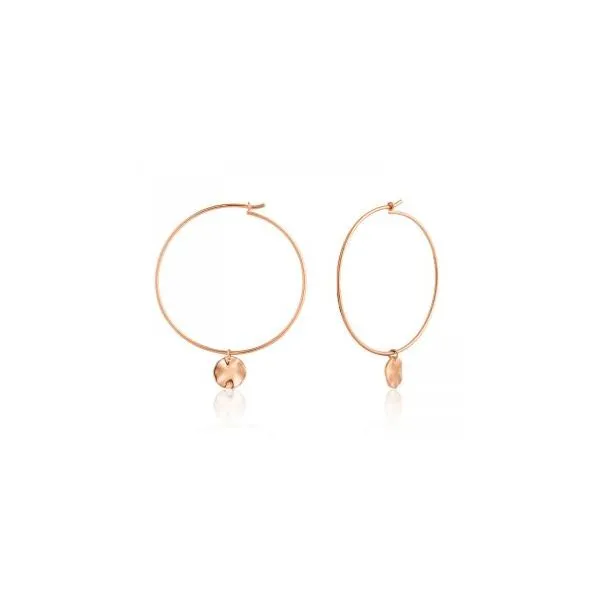 Silver with 14K Rose Gold Plating Hammered Disc Hoop Earrings Bluestone Jewelry Tahoe City, CA