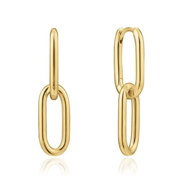 Yellow Gold Plated Cable Link Earrings Bluestone Jewelry Tahoe City, CA