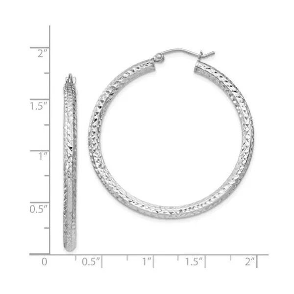 Sterling Silver Diamond Cut 3mm Hoop Earrings- 40mm x 40mm Image 4 Bluestone Jewelry Tahoe City, CA