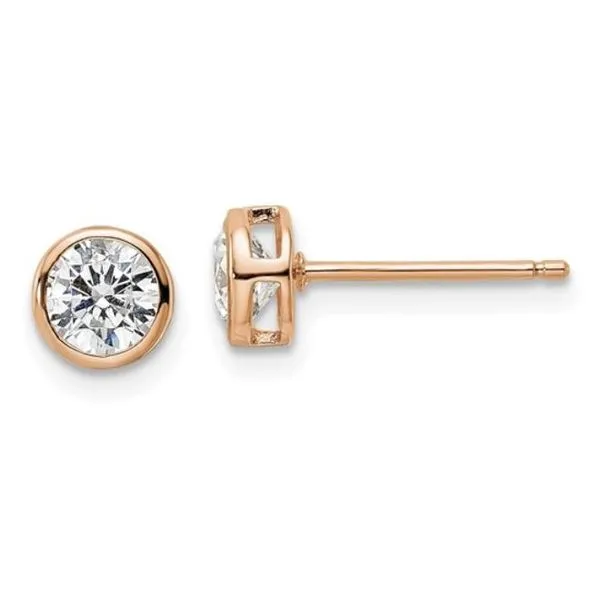 Sterling Silver Polished Rose-tone 5mm CZ Bezel Post Earrings Bluestone Jewelry Tahoe City, CA