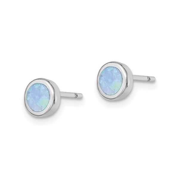 Sterling Silver Blue Lab Grown Opal 6.1mm Stud Earrings Image 2 Bluestone Jewelry Tahoe City, CA