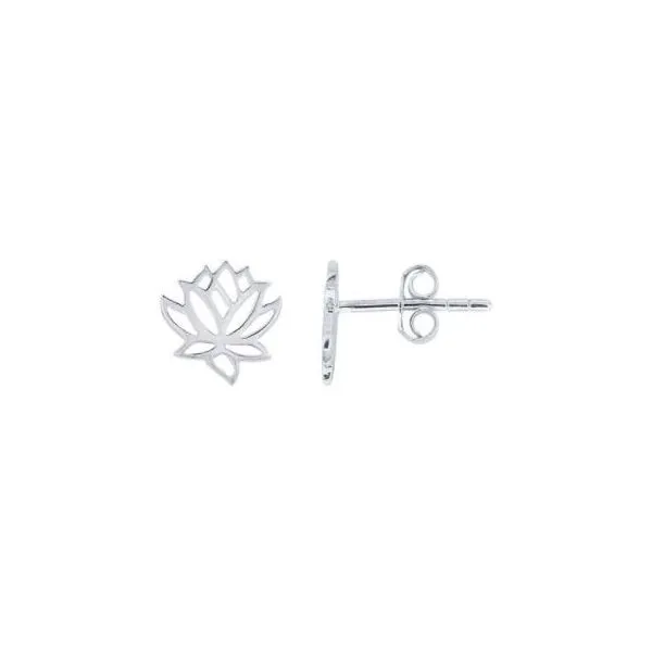 Sterling Silver Lotus Blossom Stud Earrings(8.2x8.6mm) Bluestone Jewelry Tahoe City, CA