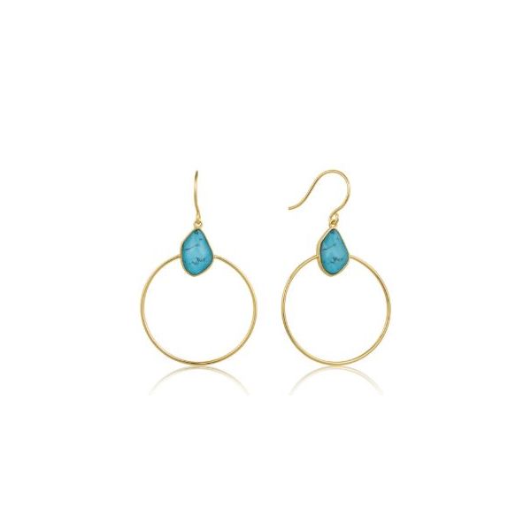 14 Karat Yellow Gold Plated Earrings with Turquoise Bluestone Jewelry Tahoe City, CA