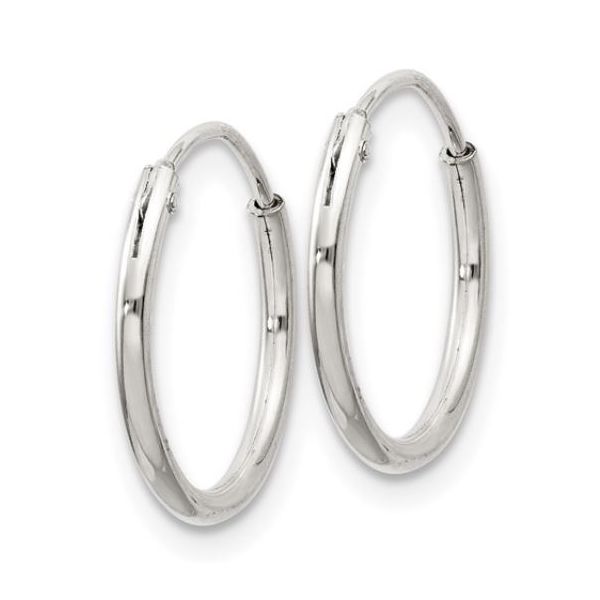 Sterling Silver 1.3mm Endless Hoop Earrings 14mm tall Image 2 Bluestone Jewelry Tahoe City, CA