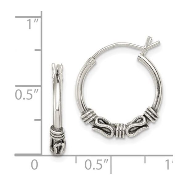 Small Sterling Silver Antiqued 2mm Hoop Earrings 16mm x 18mm. Image 3 Bluestone Jewelry Tahoe City, CA