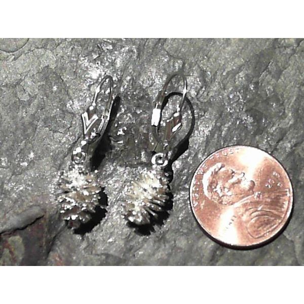 Sterling Silver Pine Cone Lever Back Earrings. Image 2 Bluestone Jewelry Tahoe City, CA