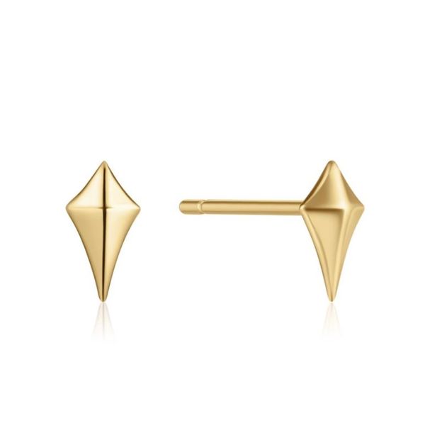 14 Karat Yellow Gold Plated Diamond Shape Stud Earrings Bluestone Jewelry Tahoe City, CA