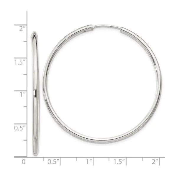Sterling Silver 2mm Hoop Earrings 45x45mm tall/wide Image 3 Bluestone Jewelry Tahoe City, CA