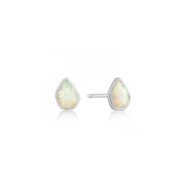Silver Stud Earrings with Opals Bluestone Jewelry Tahoe City, CA