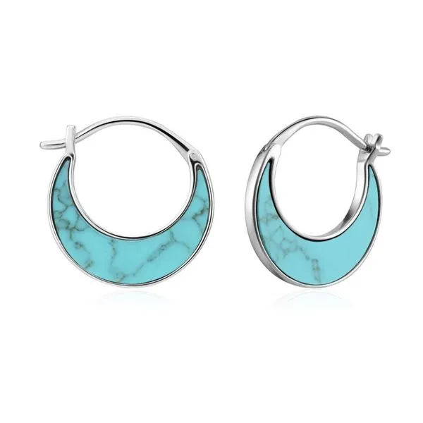 Sterling Silver Hoop Earrings with Tuquoise Bluestone Jewelry Tahoe City, CA