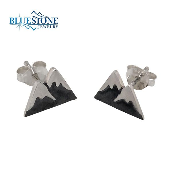 Sterling Silver Snow Capped Mountains Stud Earrings Image 2 Bluestone Jewelry Tahoe City, CA